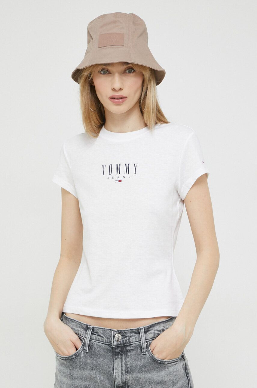 Tommy Jeans Kratka majica ženski bela barva - Pepit.si