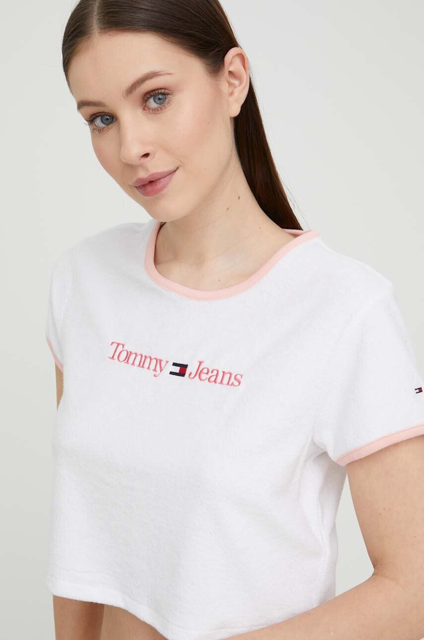 Tommy Jeans Kratka majica ženski bela barva - Pepit.si