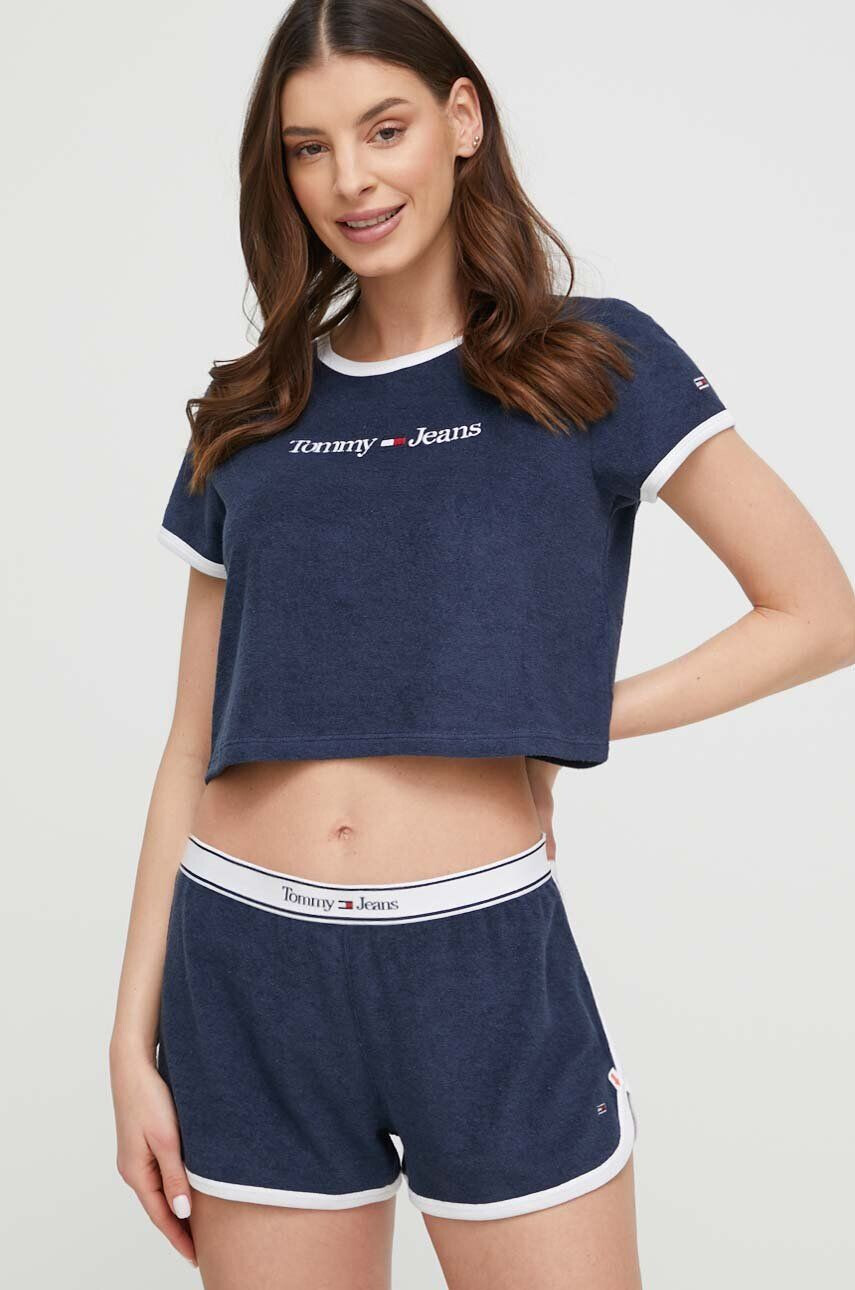 Tommy Jeans Kratka majica za plažo mornarsko modra barva - Pepit.si