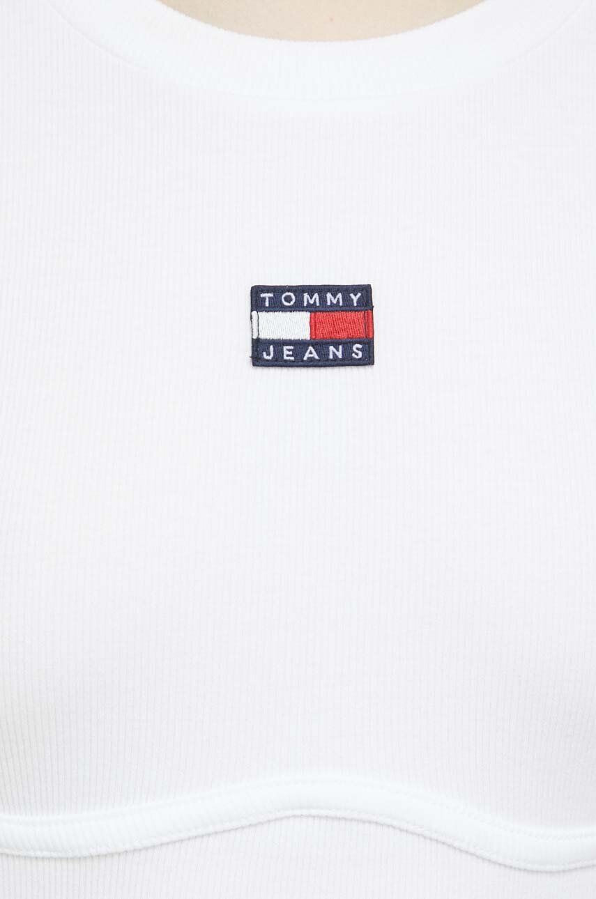 Tommy Jeans Majica z dolgimi rokavi ženski bela barva - Pepit.si