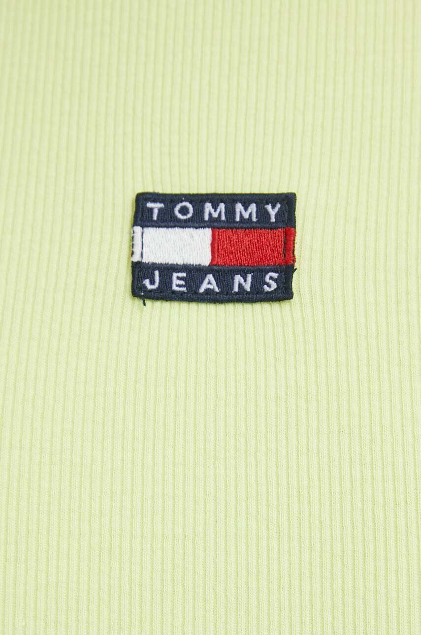 Tommy Jeans Majica z dolgimi rokavi ženski zelena barva - Pepit.si