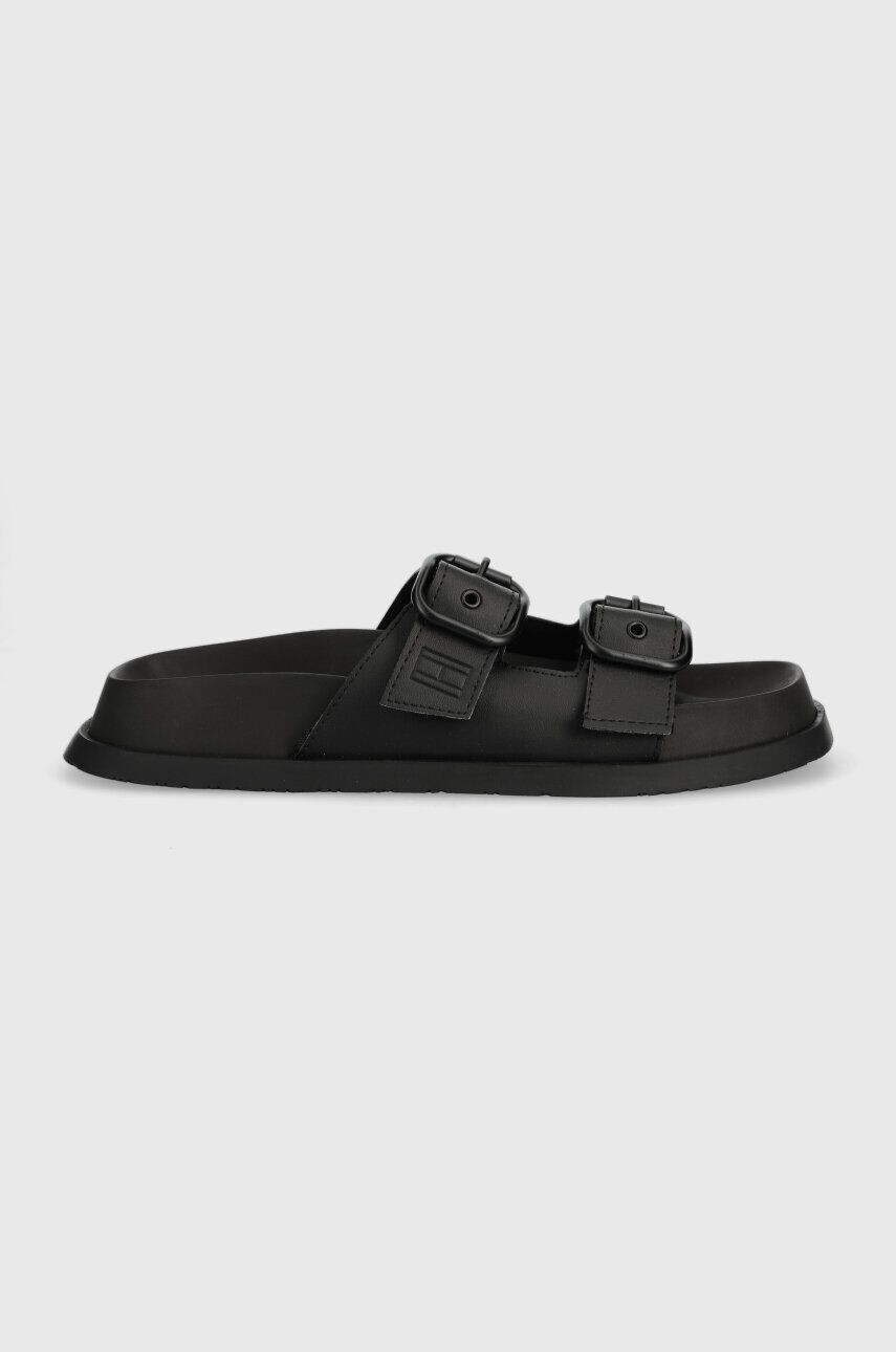 Tommy Jeans Natikači FANCY SANDAL ženski črna barva EN0EN02136 - Pepit.si