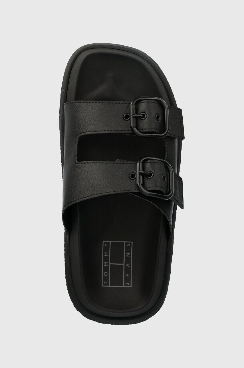 Tommy Jeans Natikači FANCY SANDAL ženski črna barva EN0EN02136 - Pepit.si