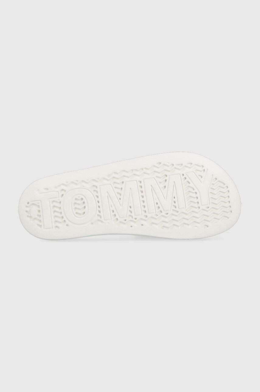 Tommy Jeans Natikači Woven Poolslide ženski bela barva - Pepit.si