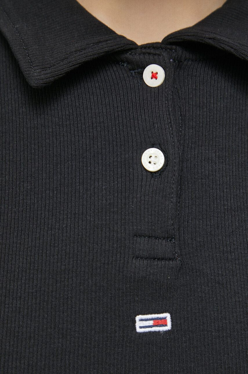 Tommy Jeans Polo ženski črna barva - Pepit.si