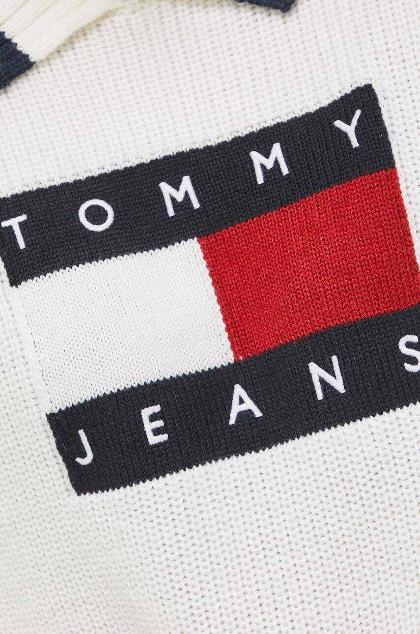 Tommy Jeans Pulover ženski bela barva - Pepit.si