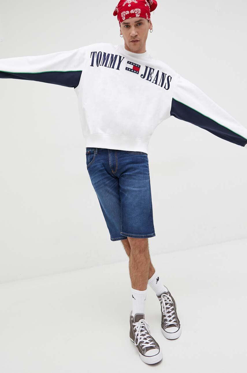 Tommy Jeans Pulover ženski bela barva - Pepit.si