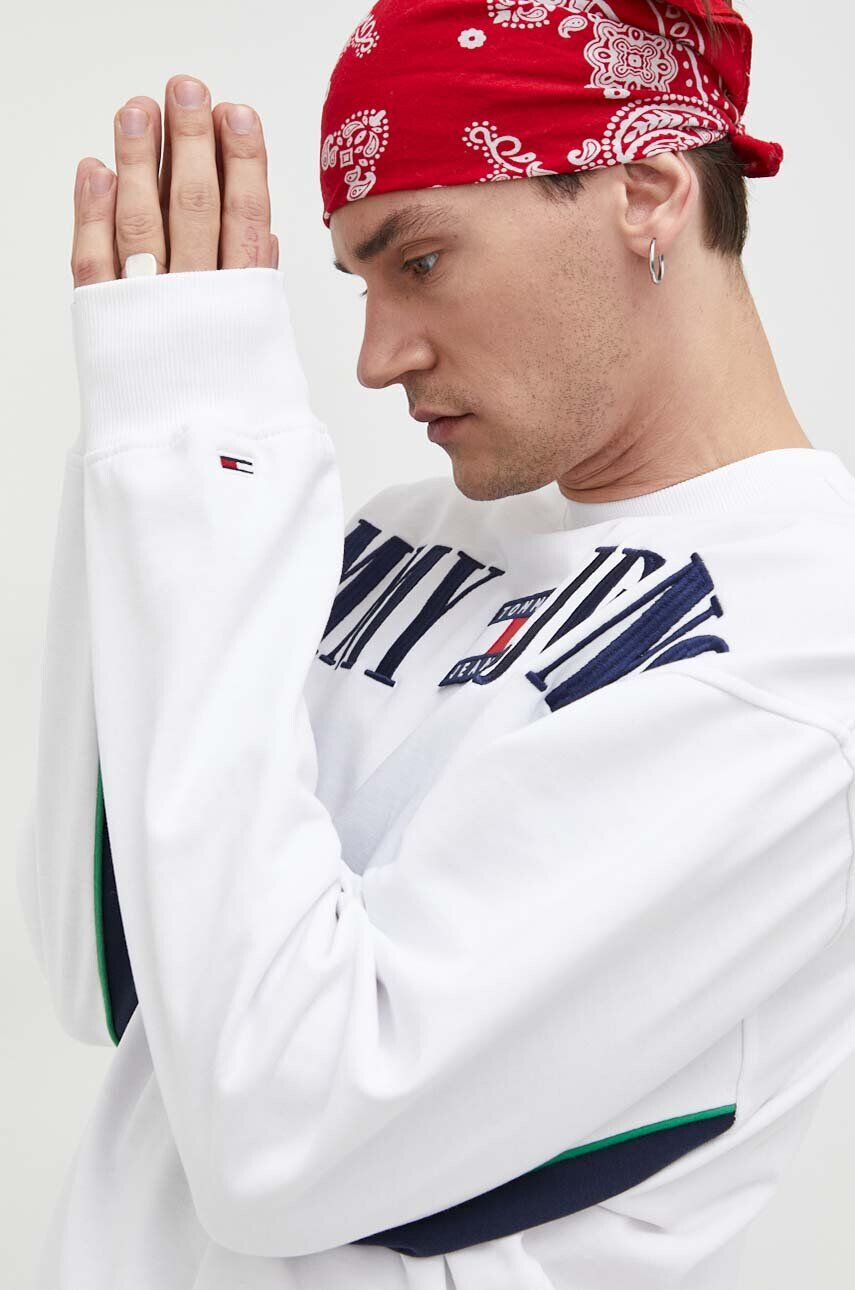 Tommy Jeans Pulover ženski bela barva - Pepit.si