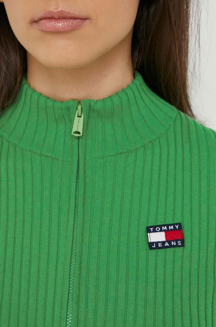 Tommy Jeans Pulover ženski zelena barva - Pepit.si