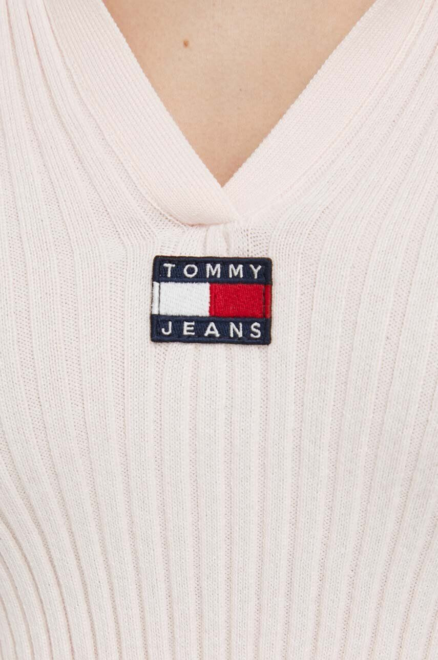 Tommy Jeans Pulover ženski roza barva - Pepit.si