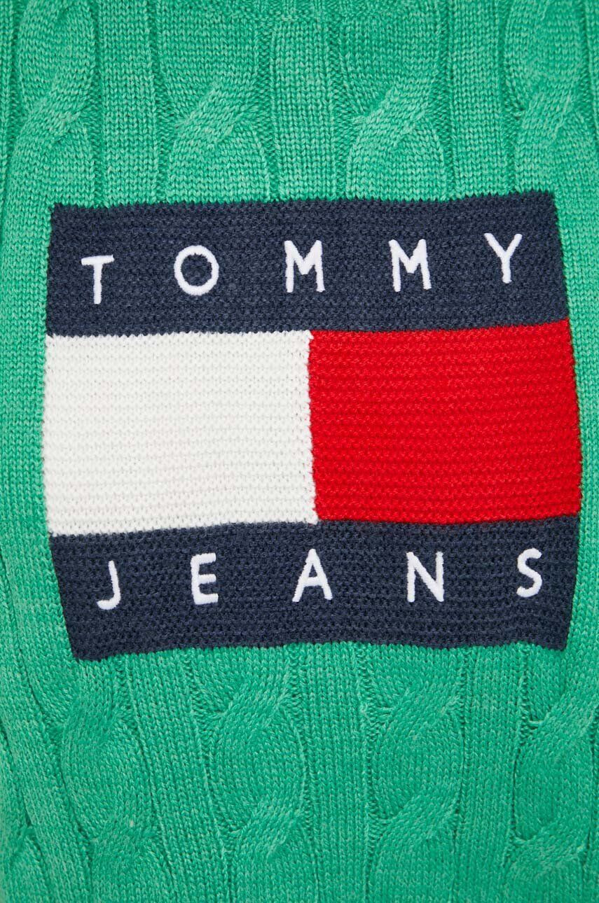 Tommy Jeans Pulover ženski zelena barva - Pepit.si