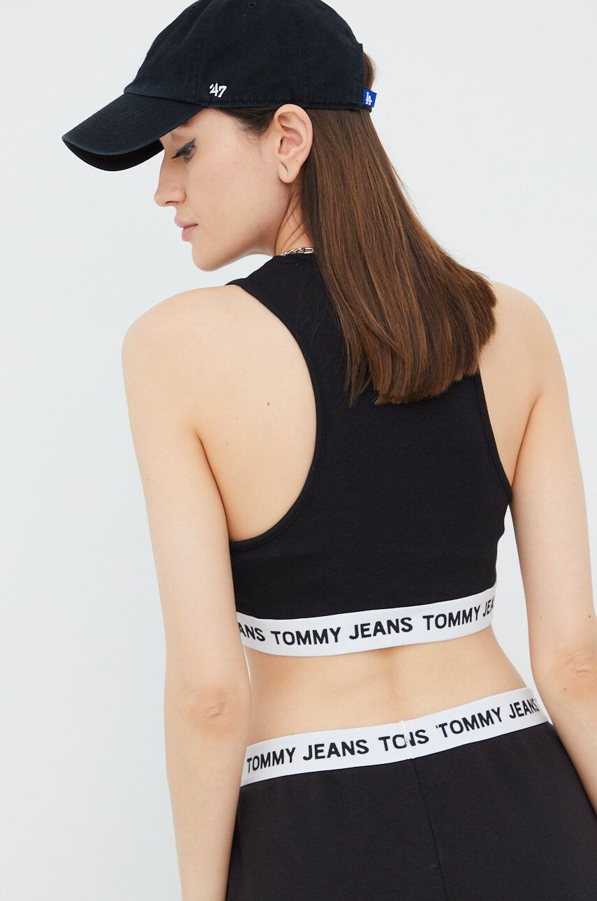 Tommy Jeans Top ženski črna barva - Pepit.si