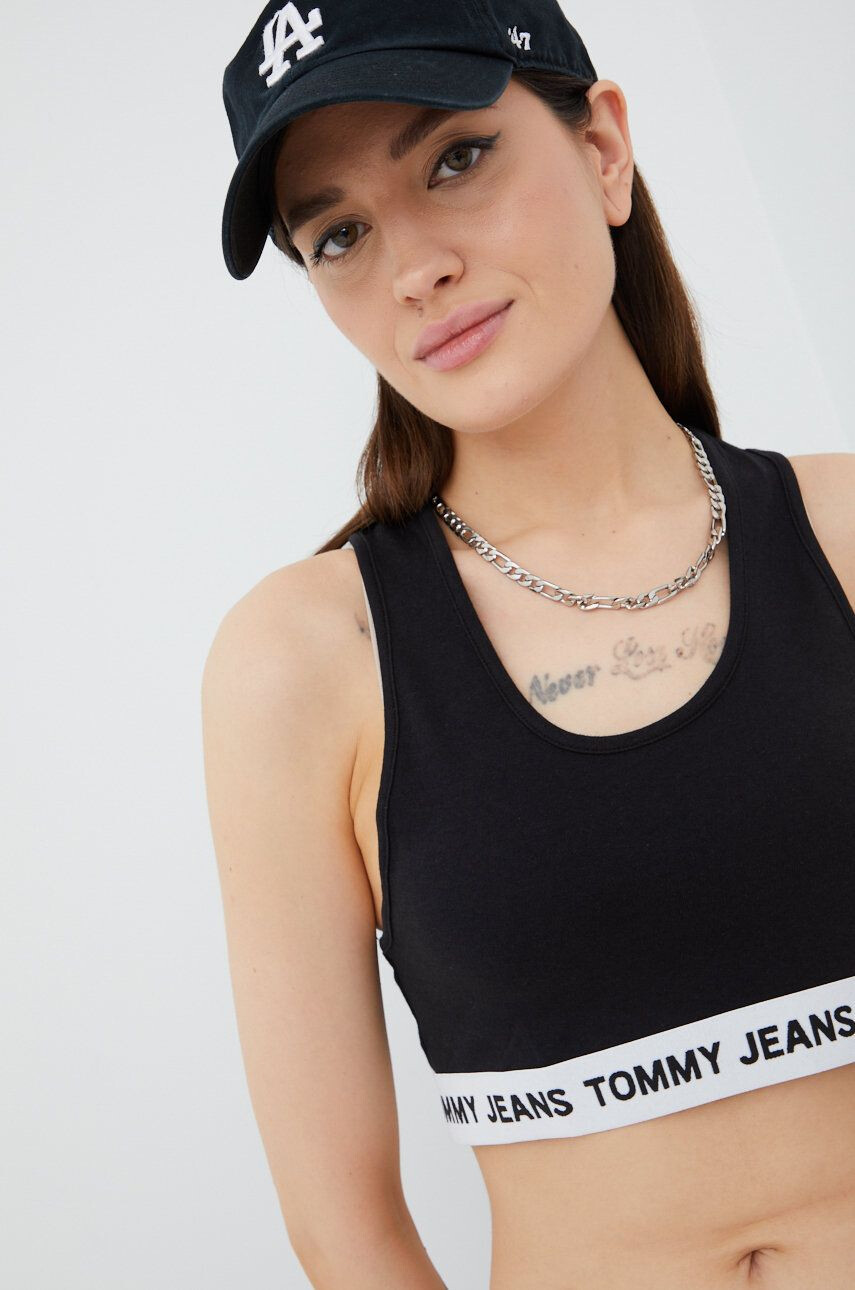 Tommy Jeans Top ženski črna barva - Pepit.si