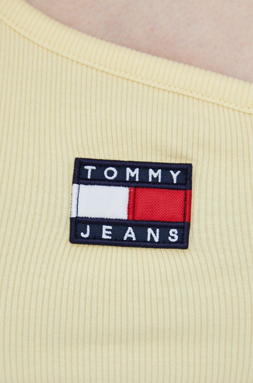 Tommy Jeans Top ženski rumena barva - Pepit.si