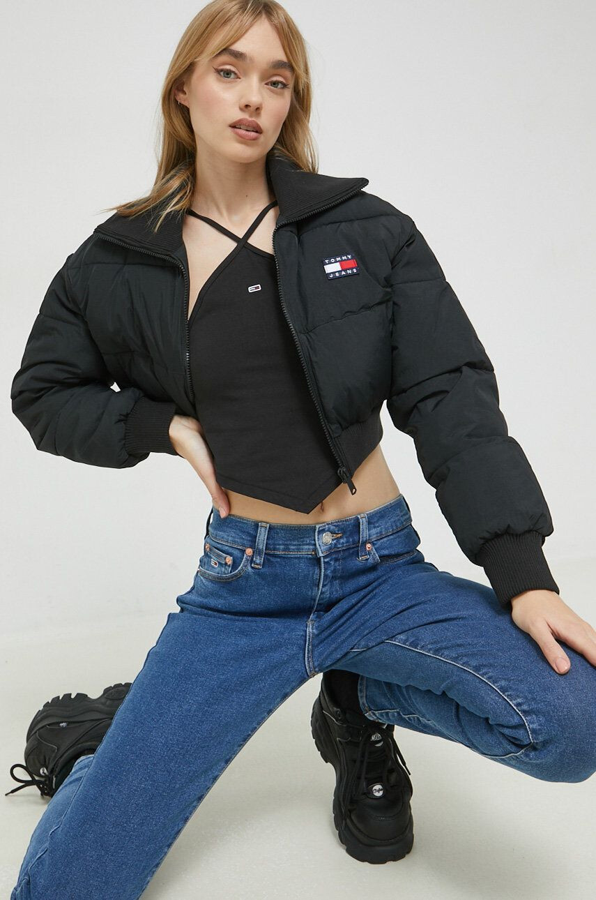 Tommy Jeans Top ženski črna barva - Pepit.si