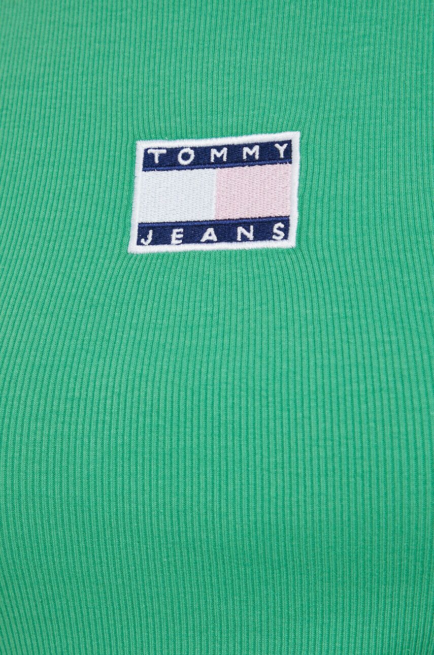 Tommy Jeans Top ženski zelena barva - Pepit.si