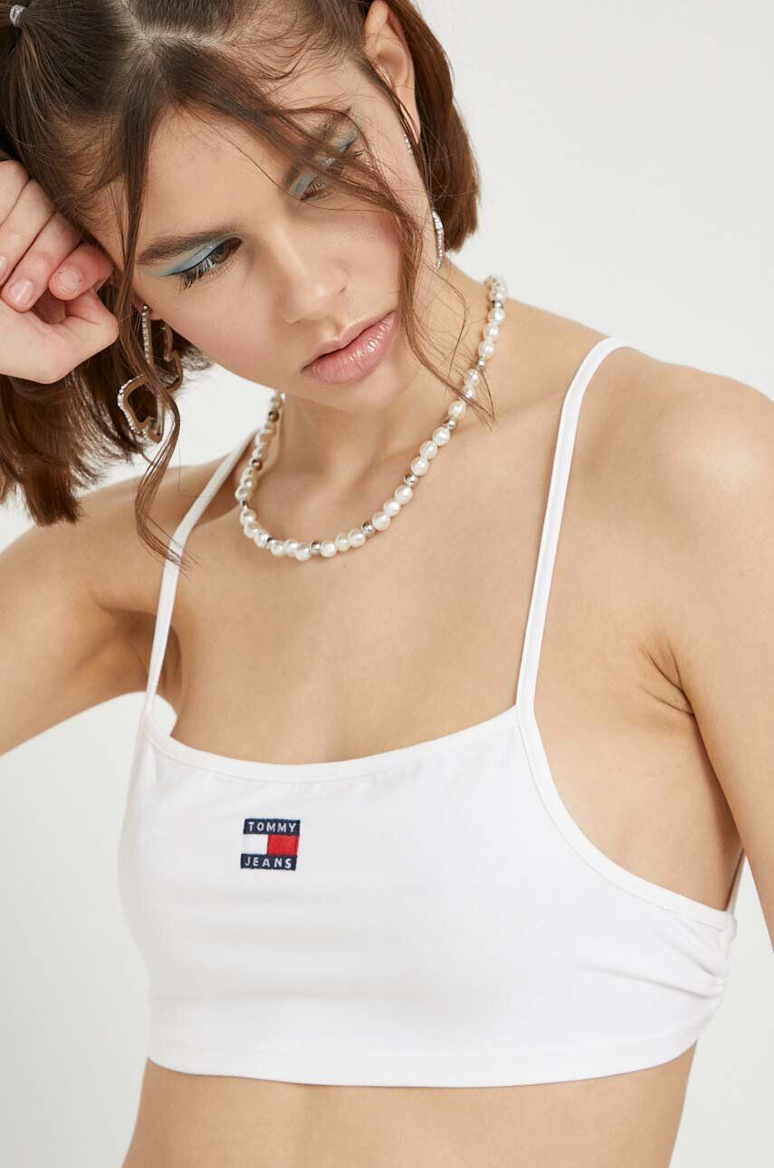 Tommy Jeans Top ženski bela barva - Pepit.si