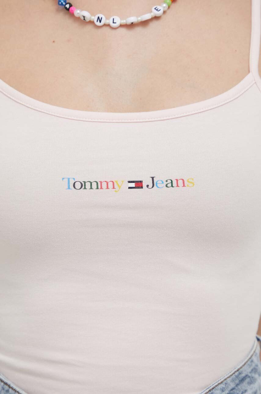 Tommy Jeans Top ženski roza barva - Pepit.si