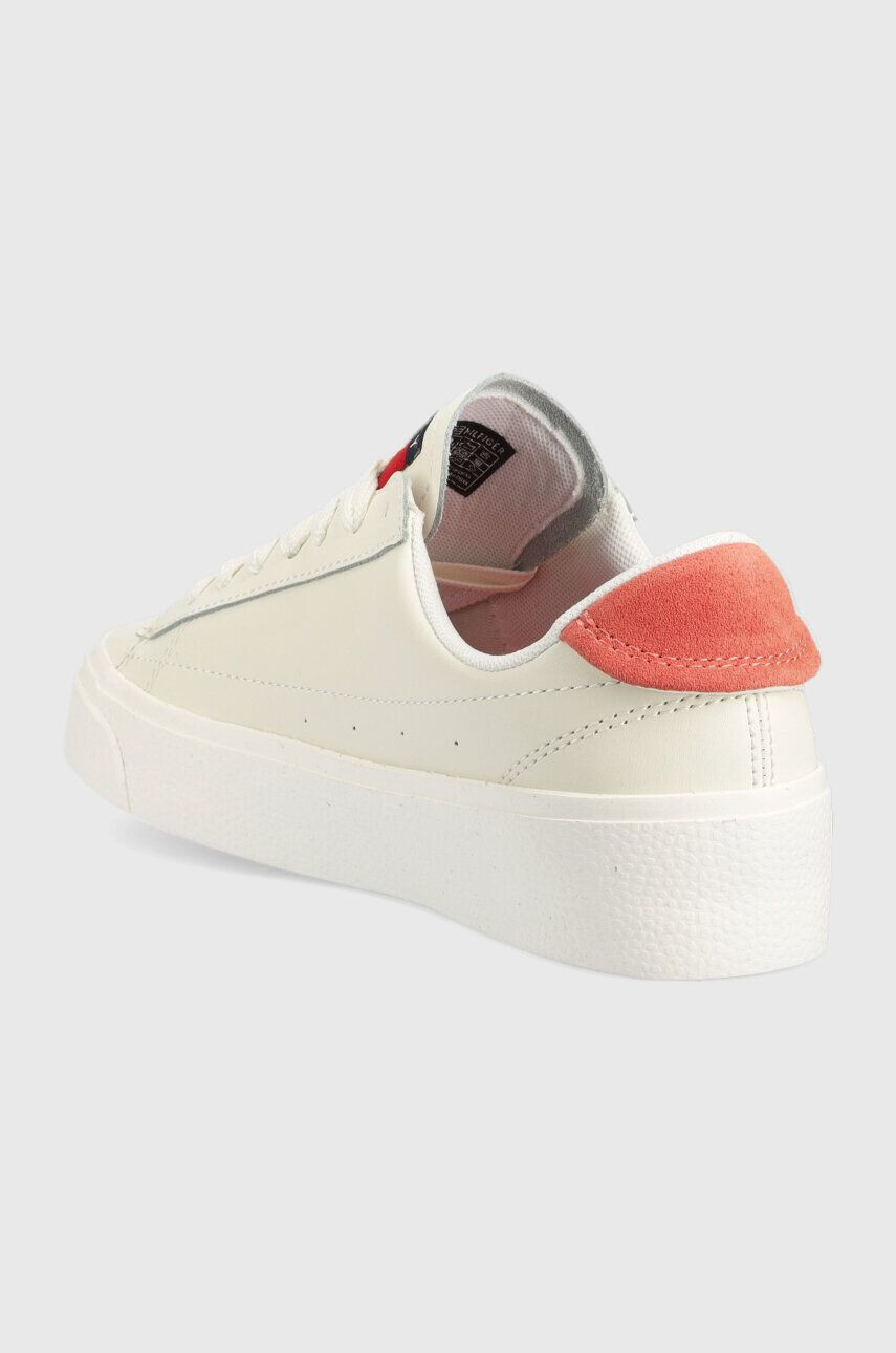 Tommy Jeans Usnjene superge TJW LEATHER VULC. FLATFORM bež barva EN0EN02203 - Pepit.si