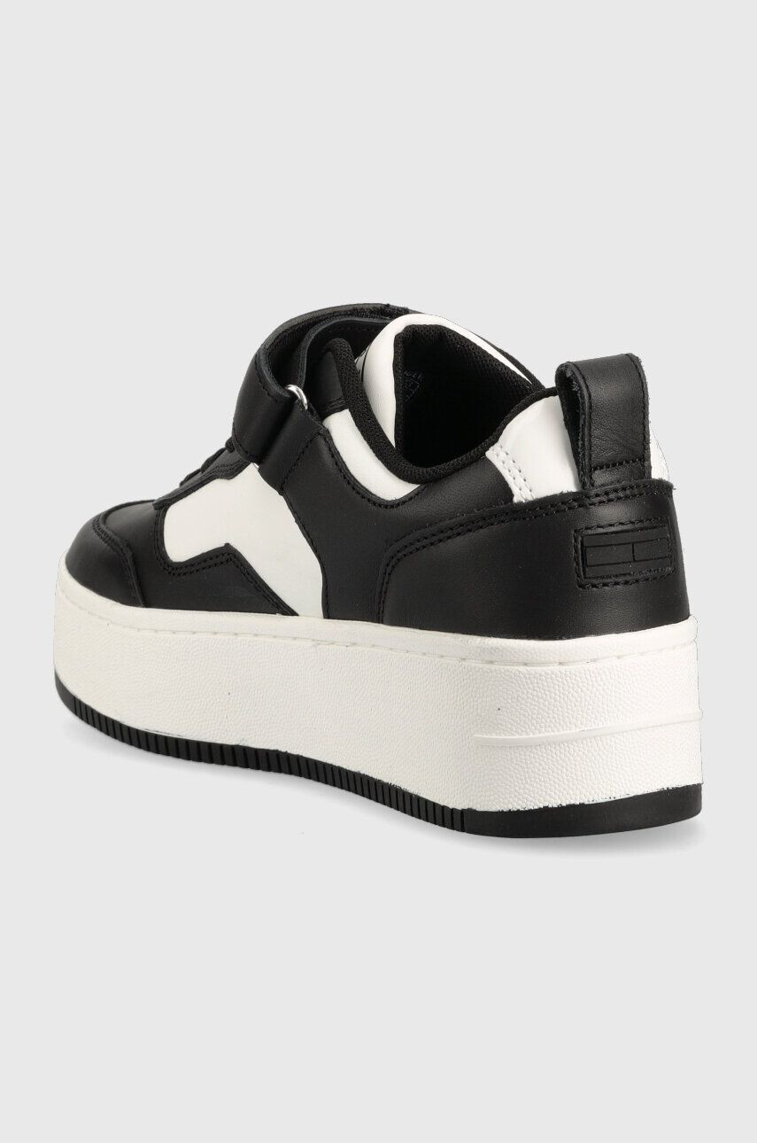 Tommy Jeans Usnjene superge TJW VELCRO FLATFORM črna barva EN0EN02210 - Pepit.si