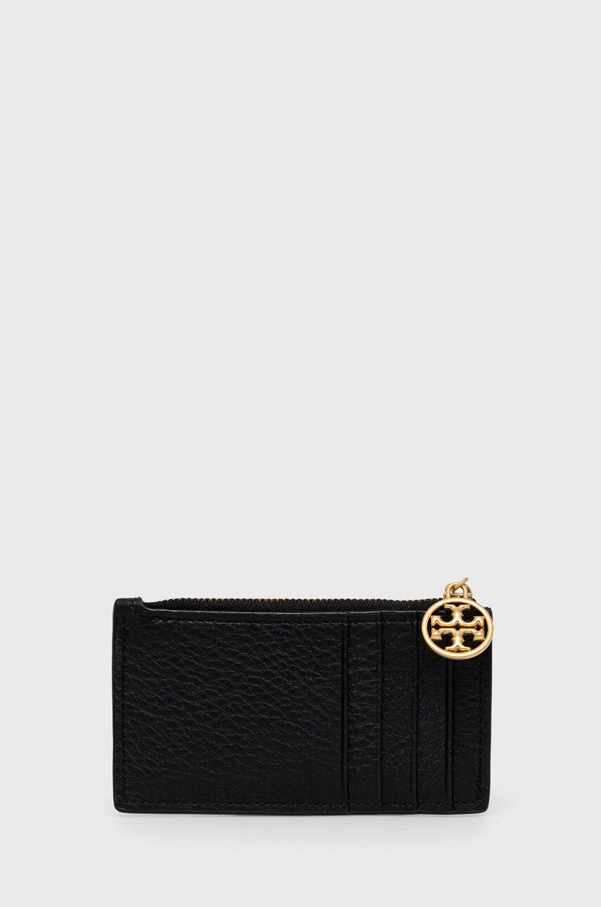 Tory Burch Usnjen etui za kartice ženski črna barva - Pepit.si