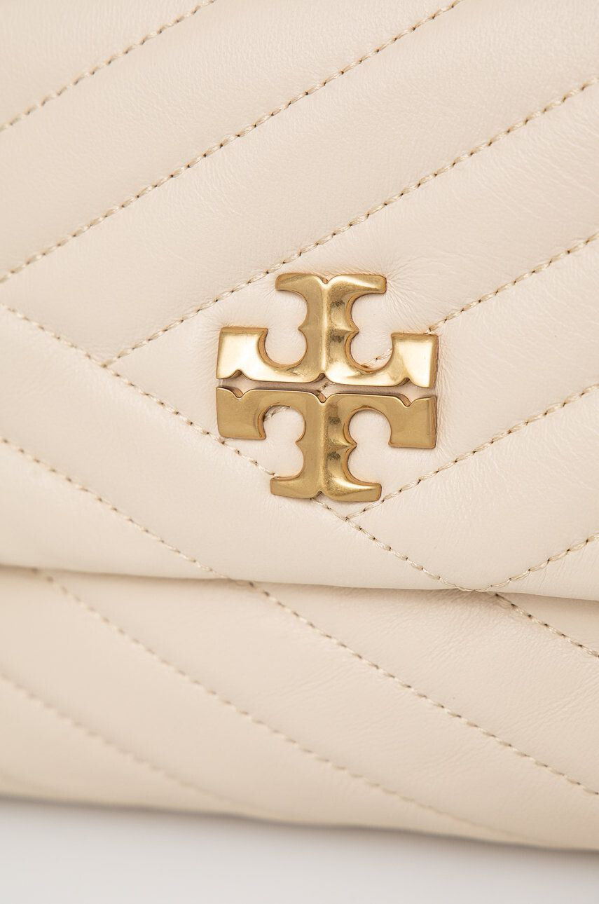 Tory Burch Usnjena torbica bež barva - Pepit.si