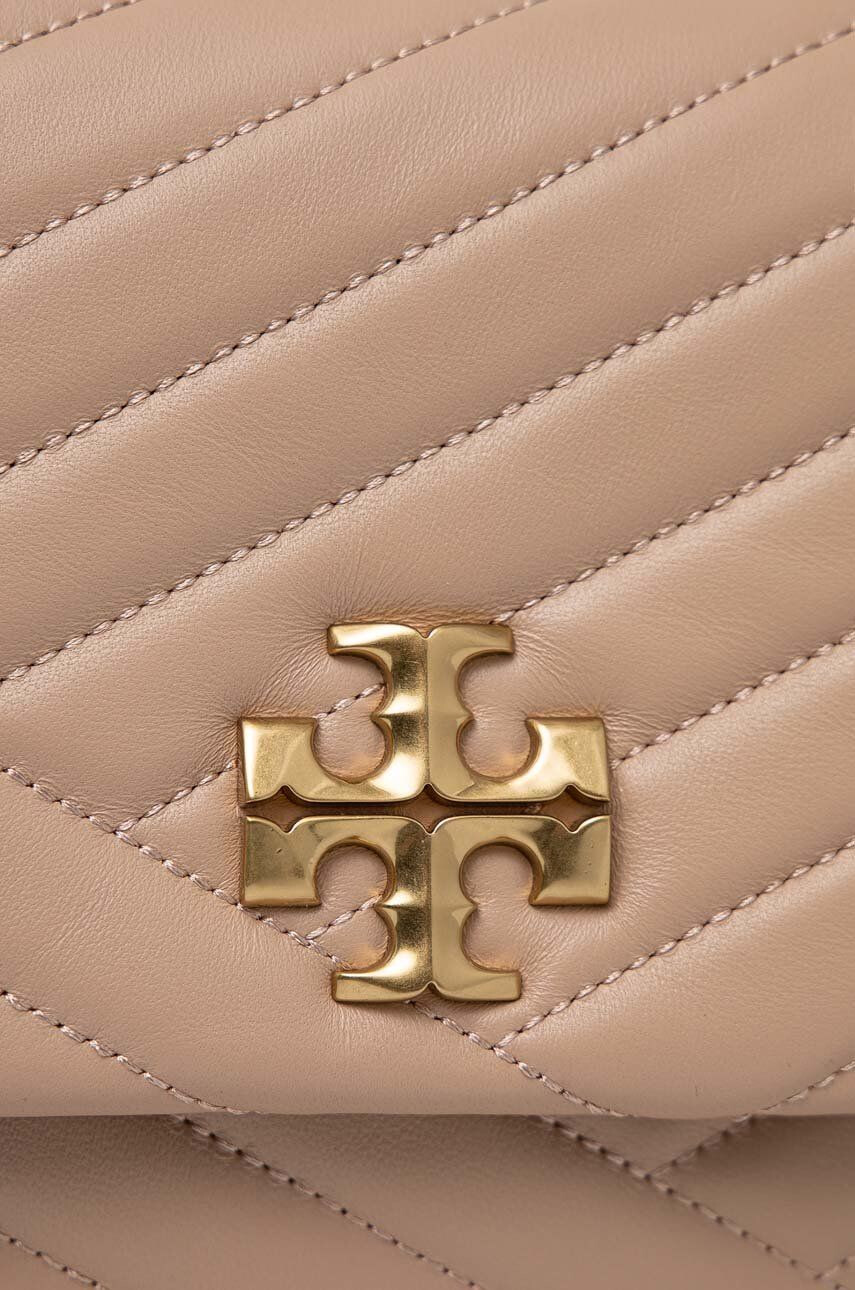 Tory Burch usnjena torbica bež barva - Pepit.si