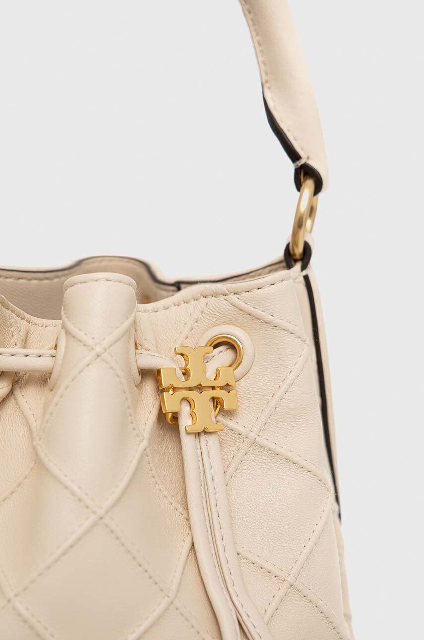 Tory Burch Usnjena torbica bež barva - Pepit.si