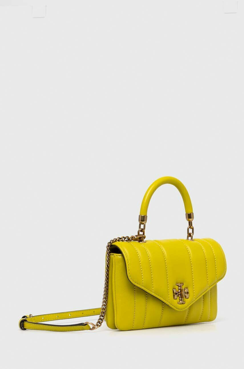 Tory Burch Usnjena torbica zelena barva - Pepit.si