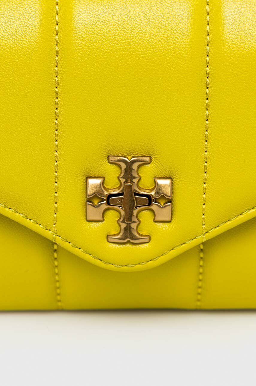 Tory Burch Usnjena torbica zelena barva - Pepit.si