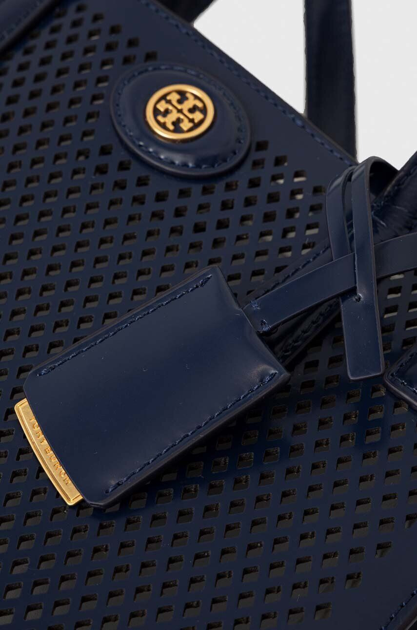 Tory Burch Usnjena torbica mornarsko modra barva - Pepit.si