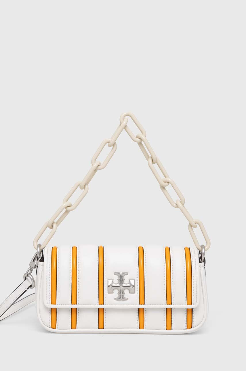 Tory Burch Usnjena torbica bela barva - Pepit.si