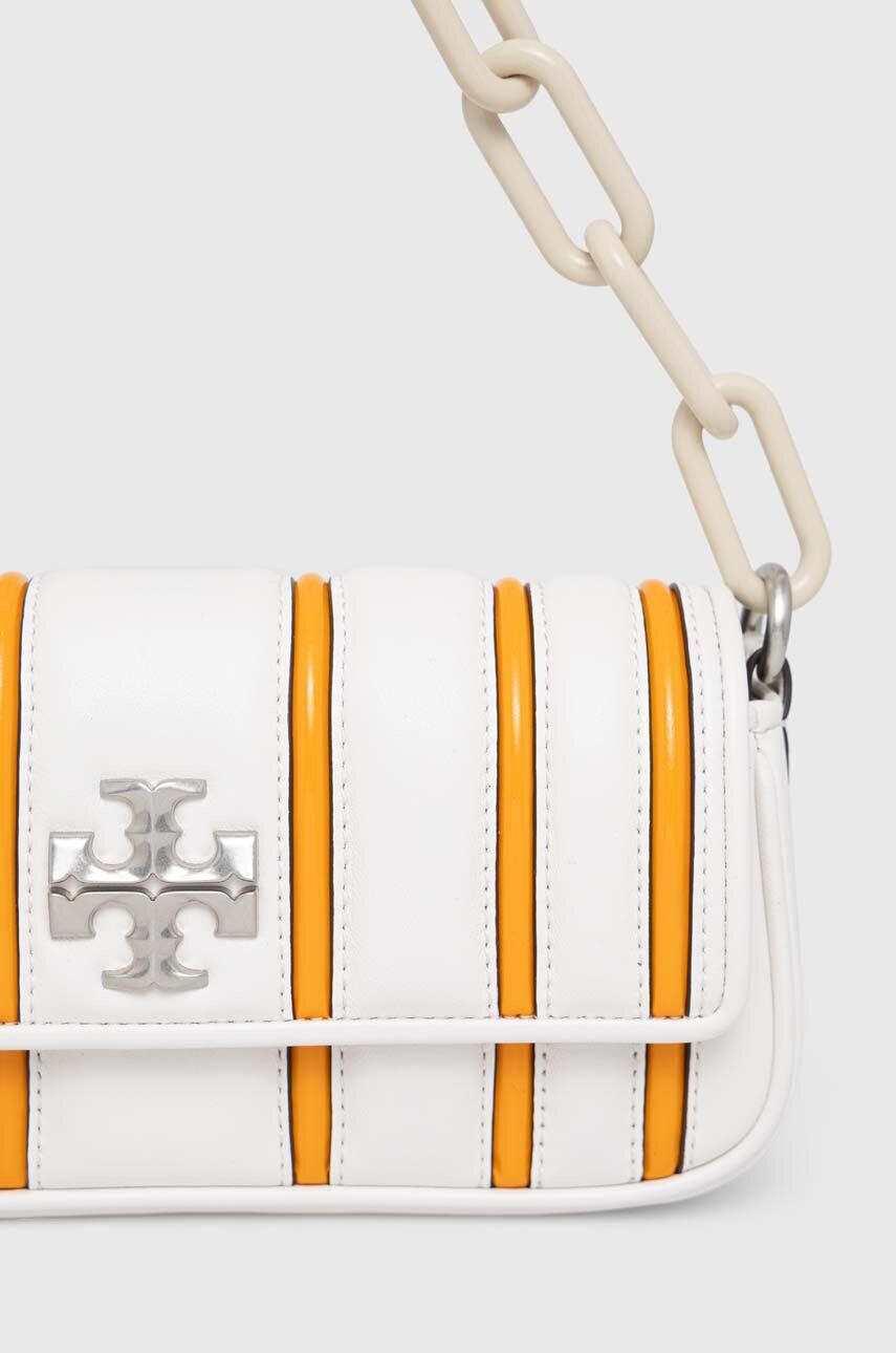 Tory Burch Usnjena torbica bela barva - Pepit.si