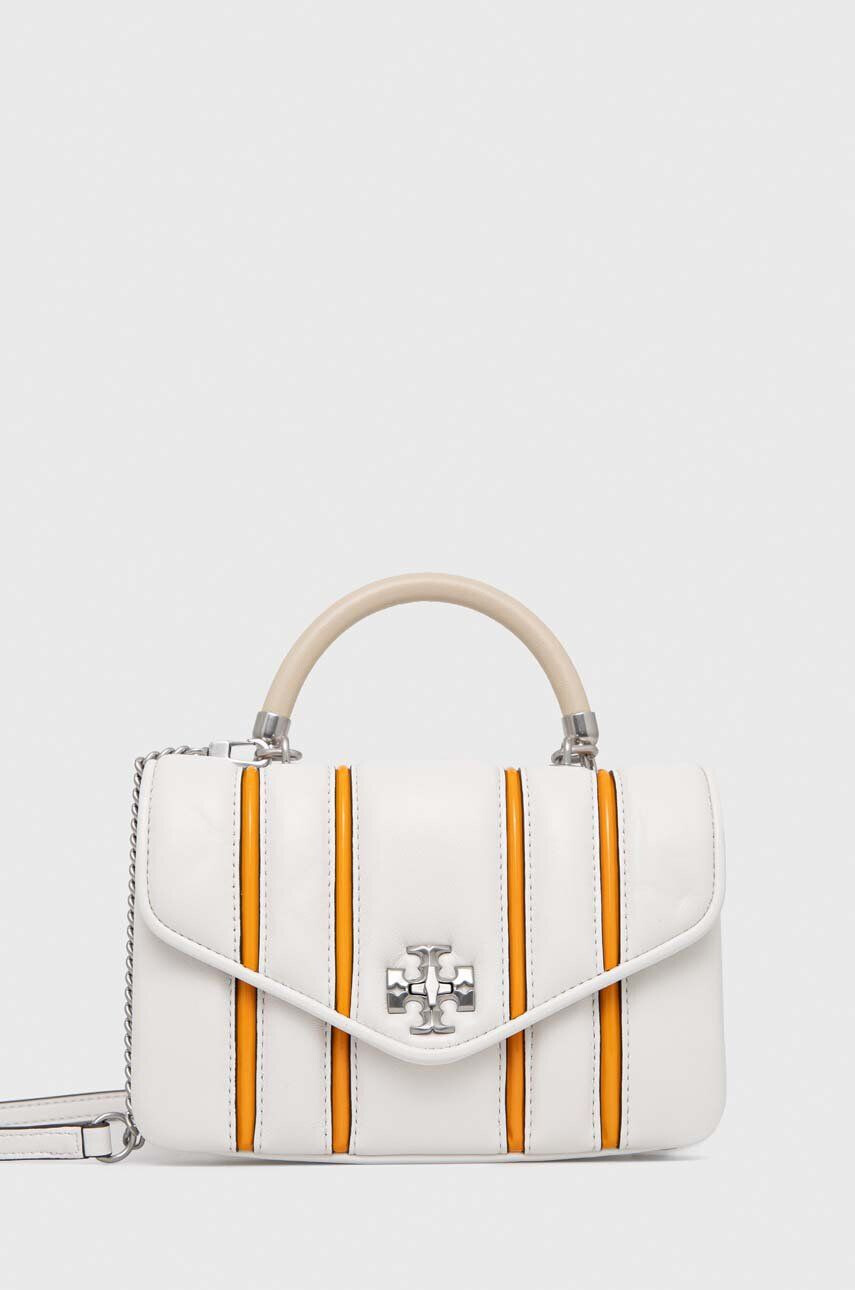 Tory Burch Usnjena torbica bela barva - Pepit.si