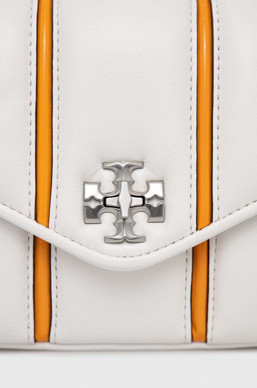 Tory Burch Usnjena torbica bela barva - Pepit.si