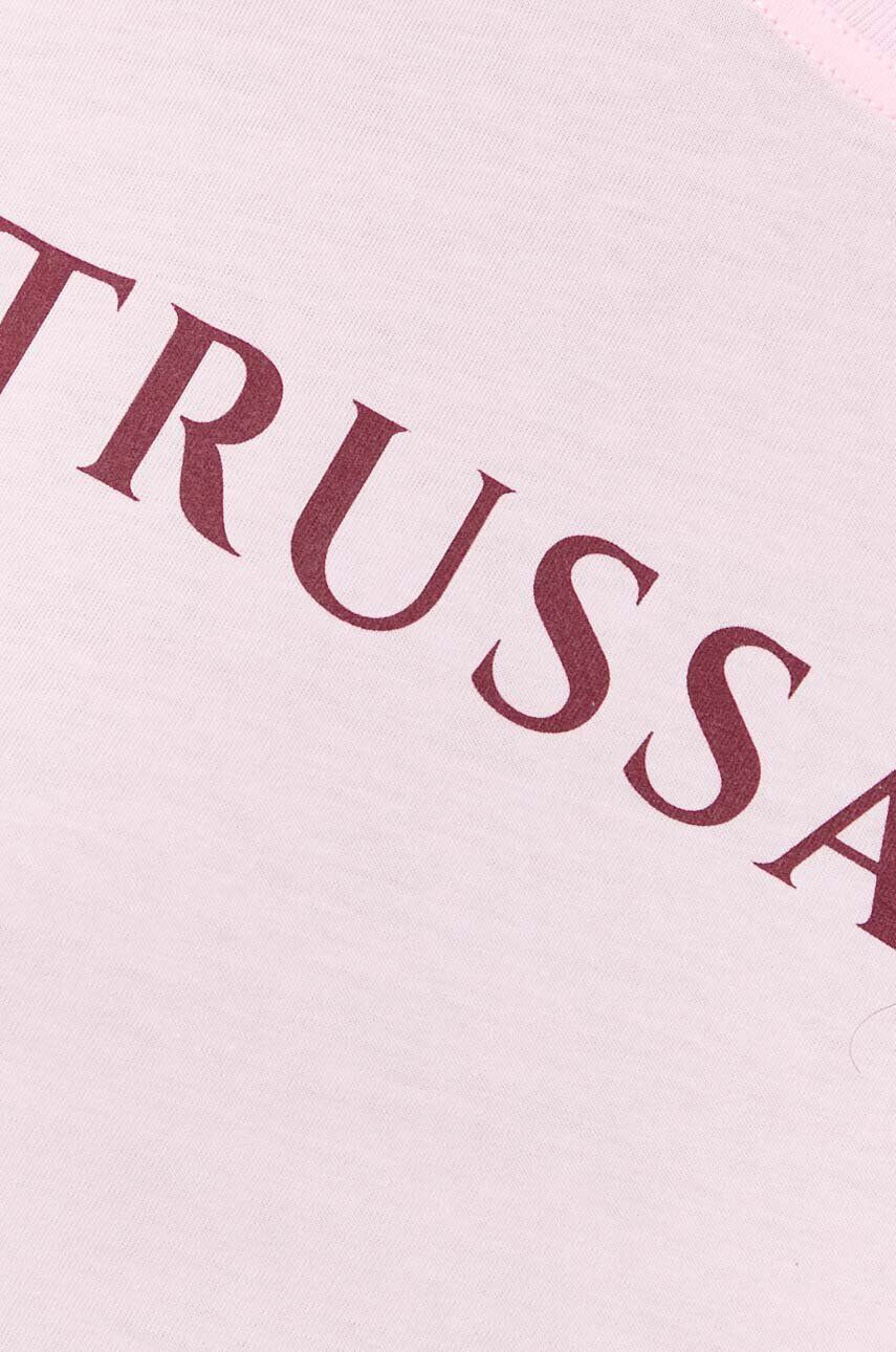 Trussardi Bombažna kratka majica roza barva - Pepit.si