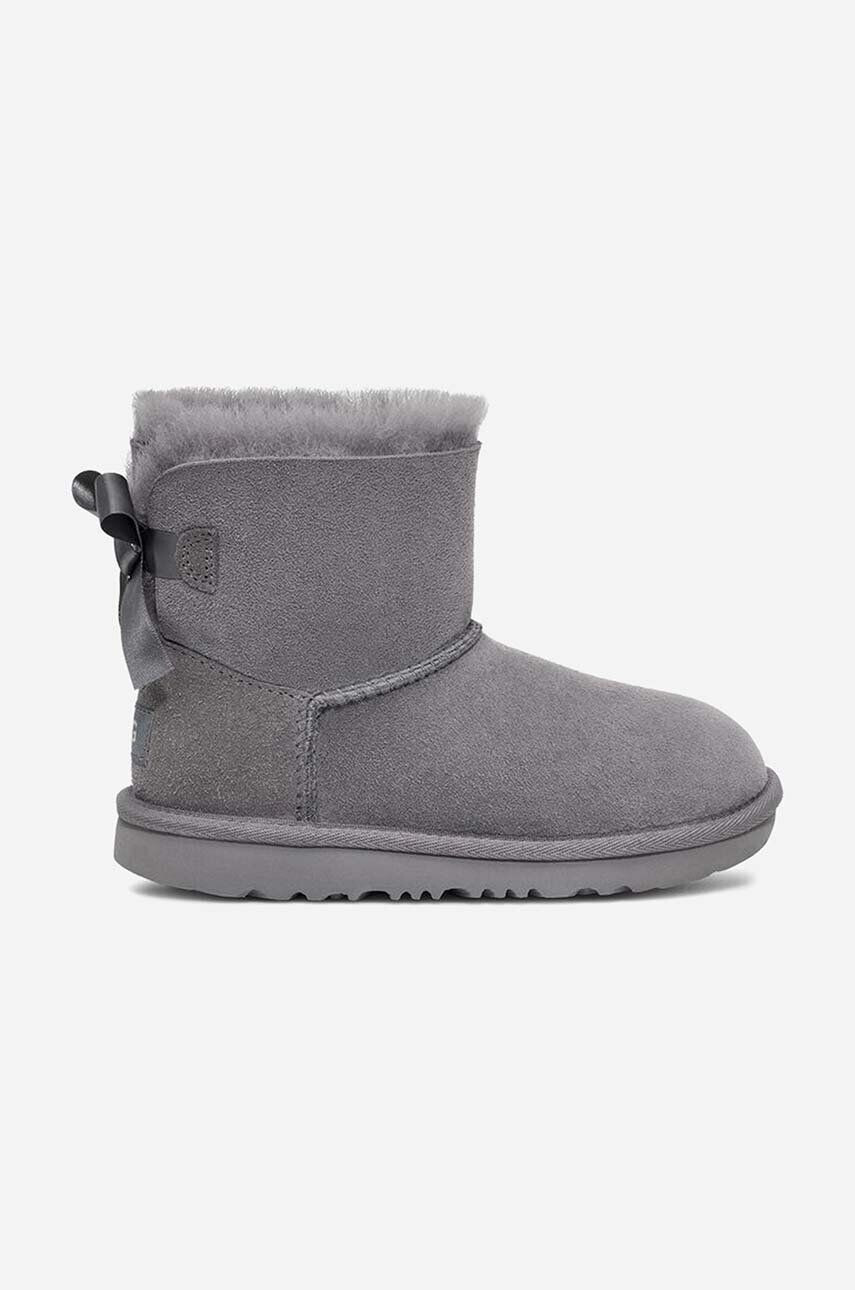 Ugg Otroške snežke iz semiša Mini Bailey Bow II siva barva - Pepit.si