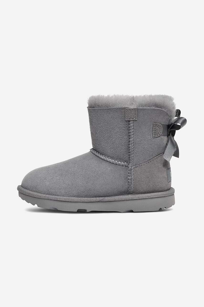 Ugg Otroške snežke iz semiša Mini Bailey Bow II siva barva - Pepit.si