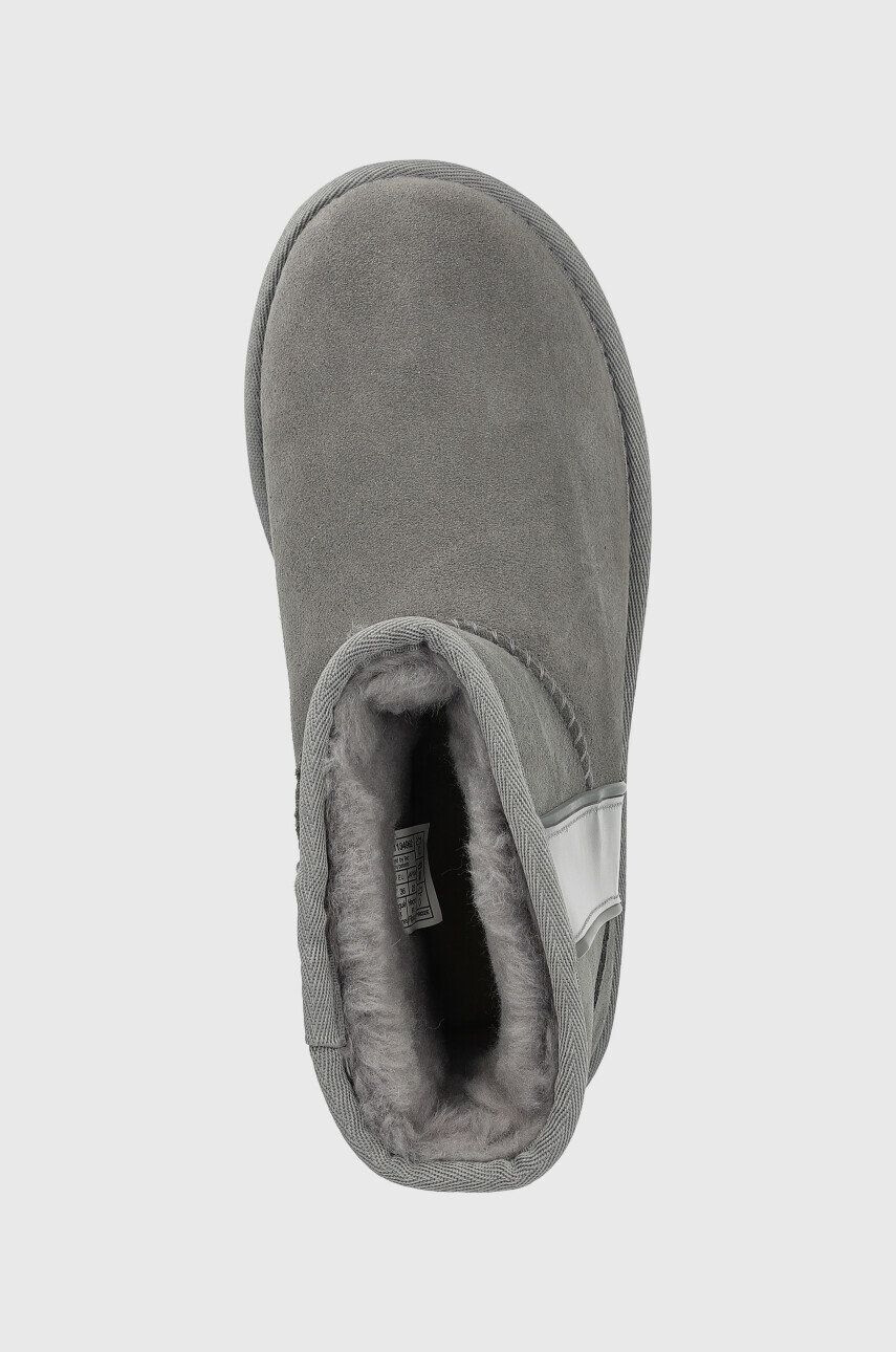 Ugg Snežke iz semiša W Classic Mini Slide Logo II ženske siva barva - Pepit.si