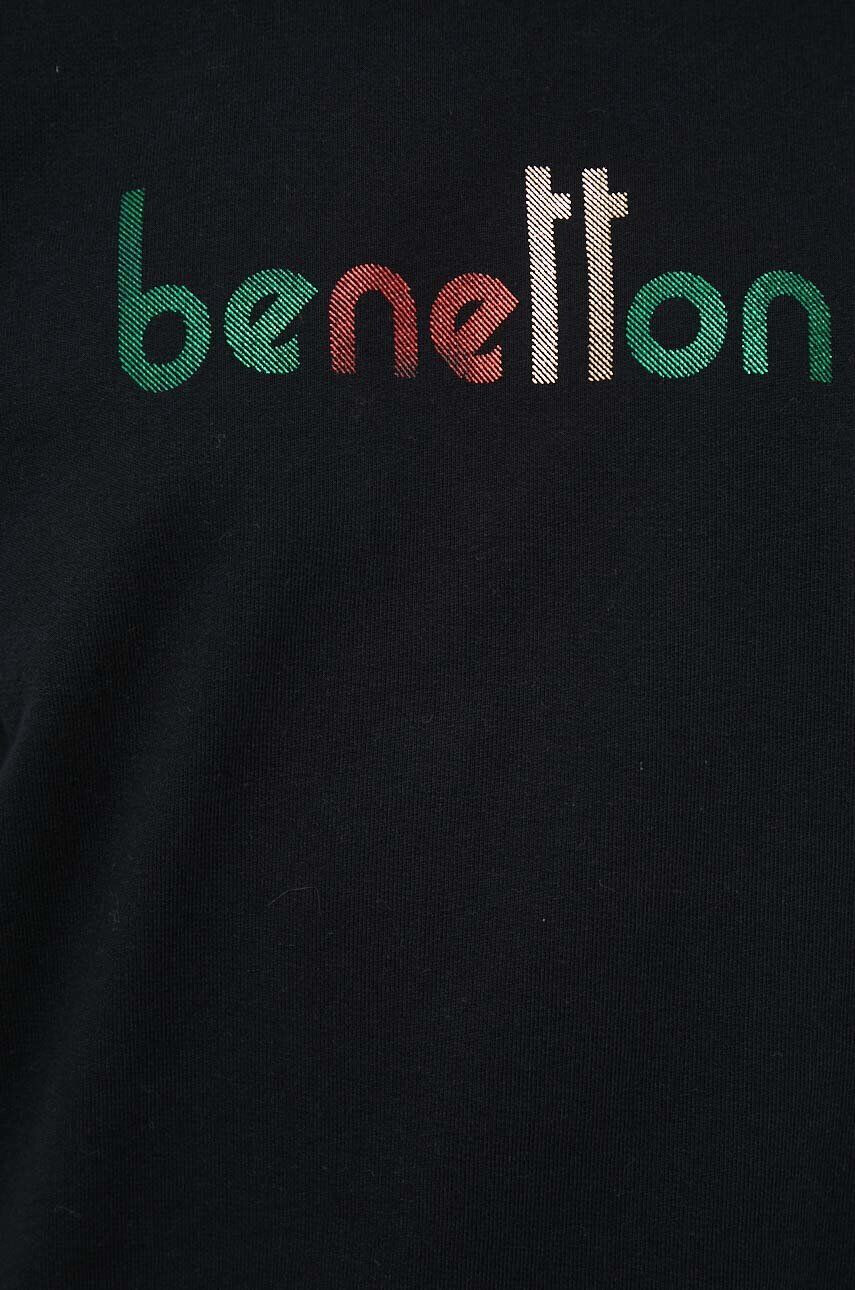 United Colors of Benetton Bombažen pulover ženska črna barva - Pepit.si