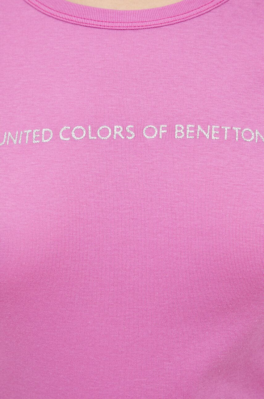 United Colors of Benetton Bombažna majica z dolgimi rokavi vijolična barva - Pepit.si