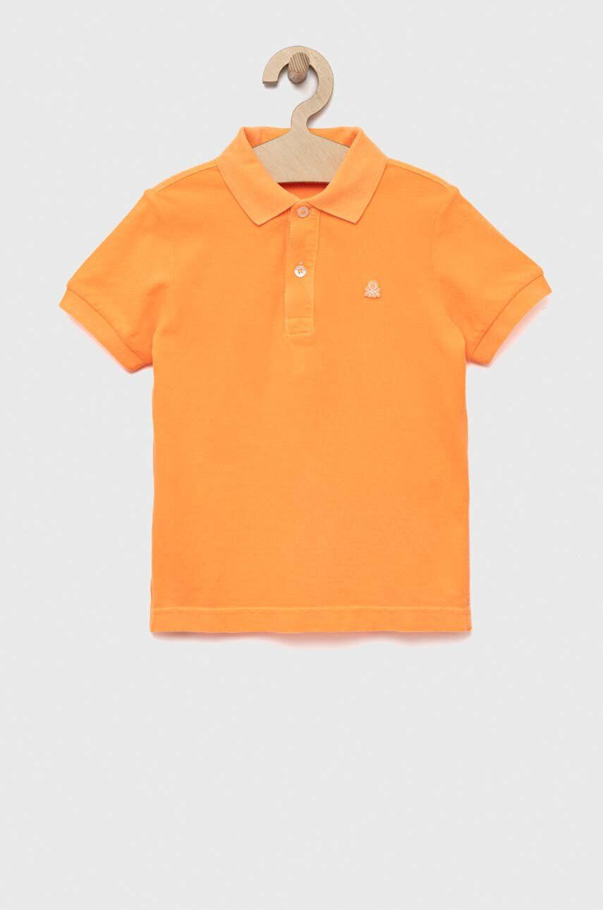 United Colors of Benetton Otroški bombažen polo oranžna barva - Pepit.si