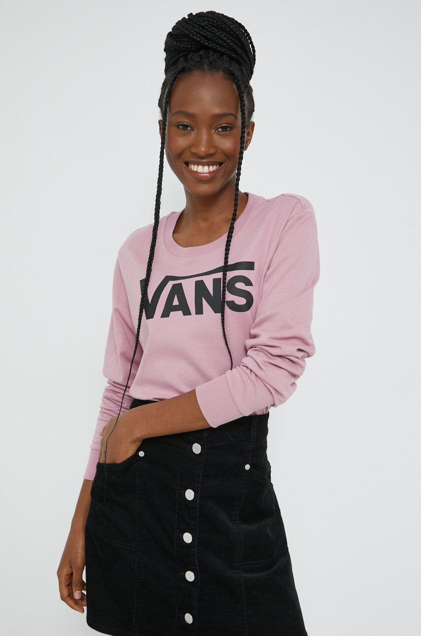 Vans Bombažen longsleeve roza barva - Pepit.si