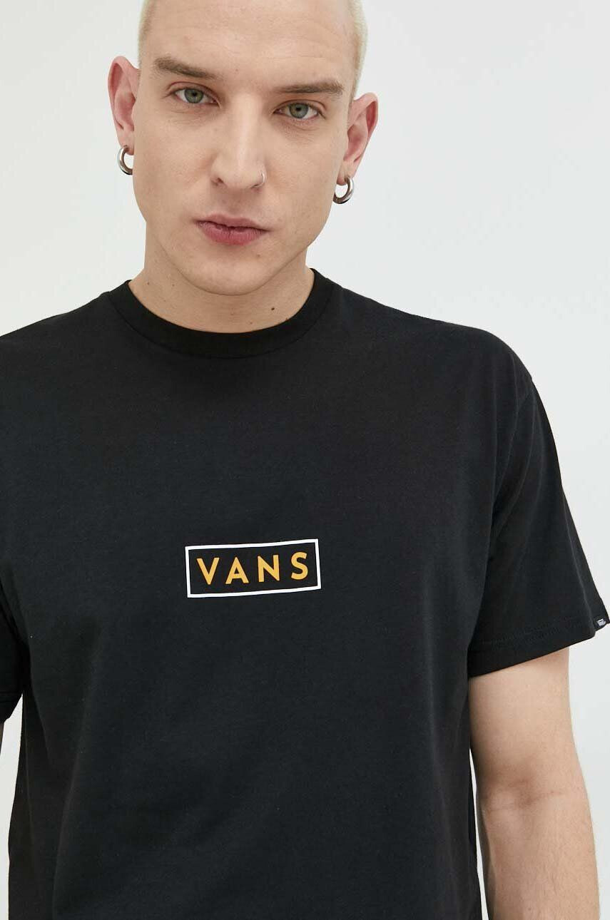 Vans Bombažna kratka majica črna barva - Pepit.si