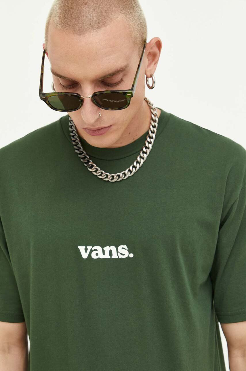 Vans Bombažna kratka majica zelena barva - Pepit.si