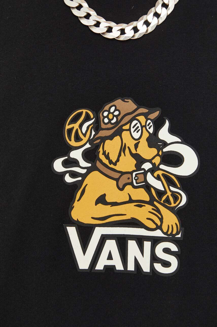 Vans Bombažna kratka majica črna barva - Pepit.si