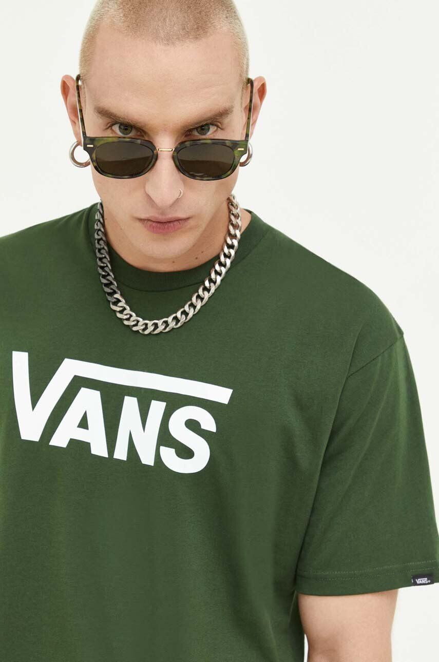 Vans Bombažna kratka majica zelena barva - Pepit.si