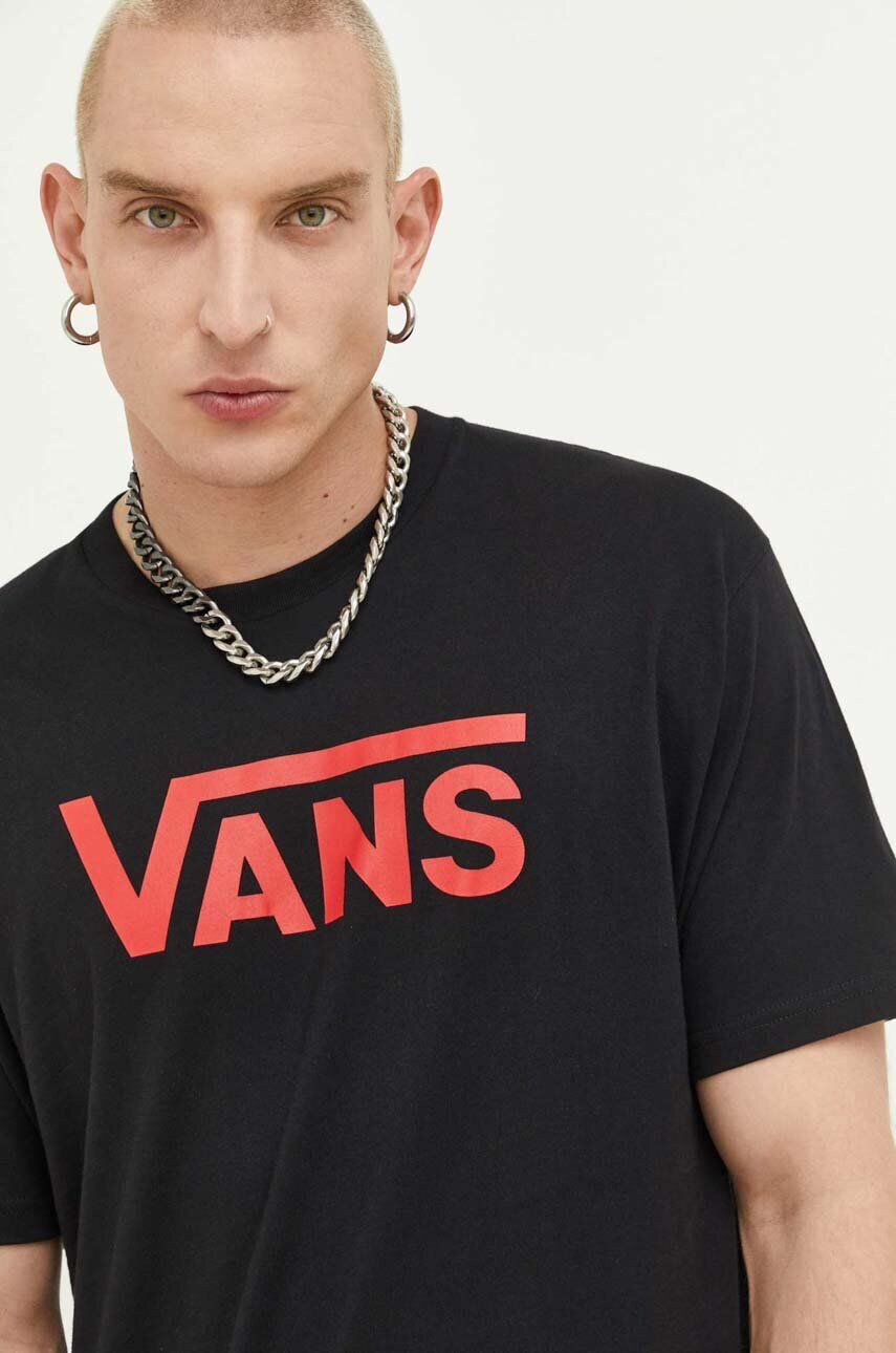 Vans Bombažna kratka majica črna barva - Pepit.si