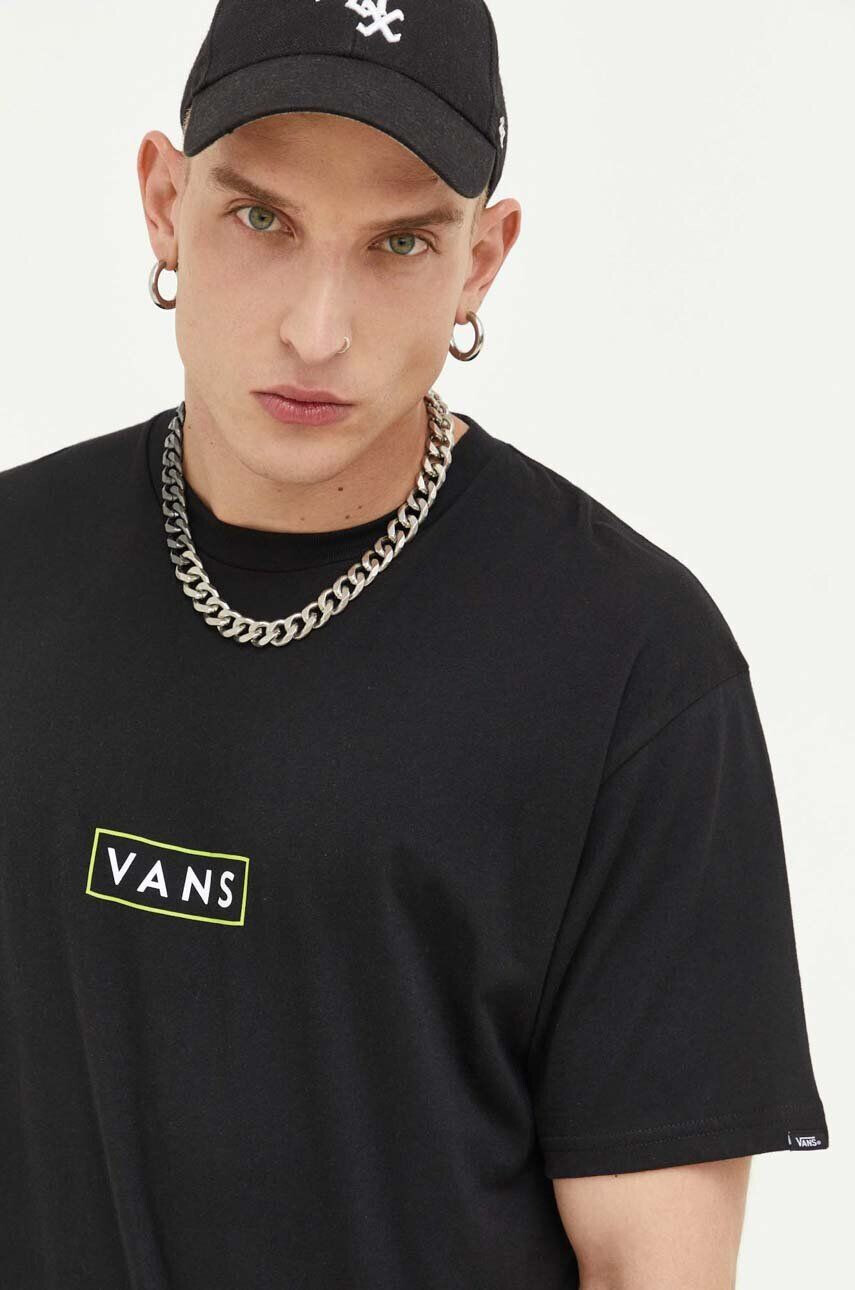 Vans Bombažna kratka majica črna barva - Pepit.si