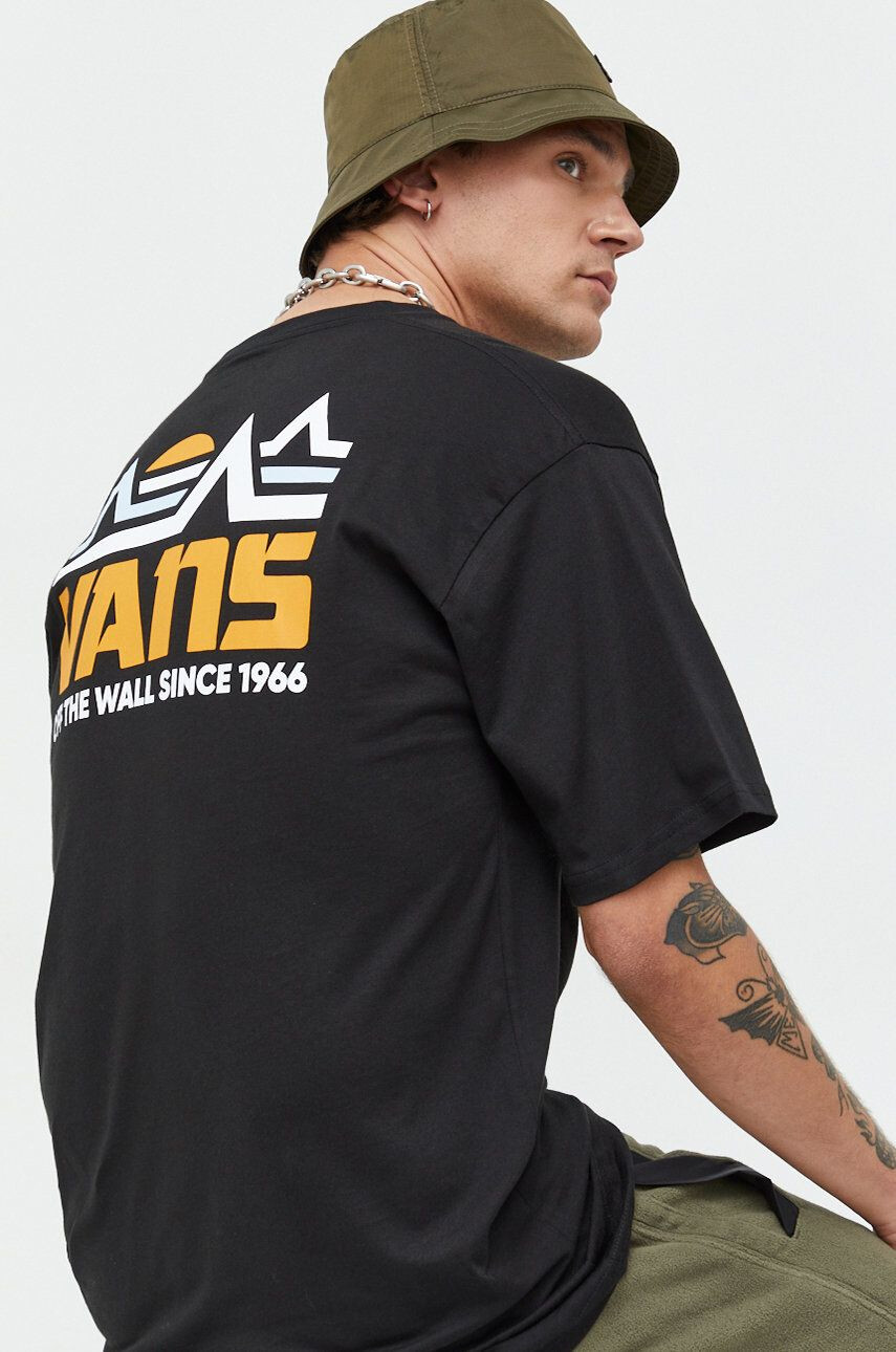 Vans Bombažna kratka majica črna barva - Pepit.si